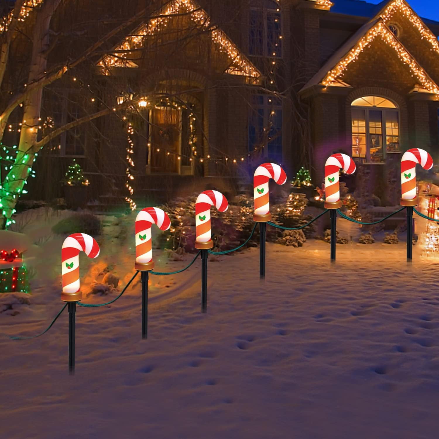 Outdoor Christmas Cane path Marker Light - 4 Christmas Cane Lights with ...