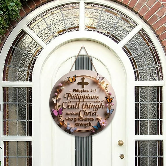 Outdoor Christmas Decor New Round Wooden Nativity Resurrection Decorative Wall Hanging Home Baptism Decoration D One Size