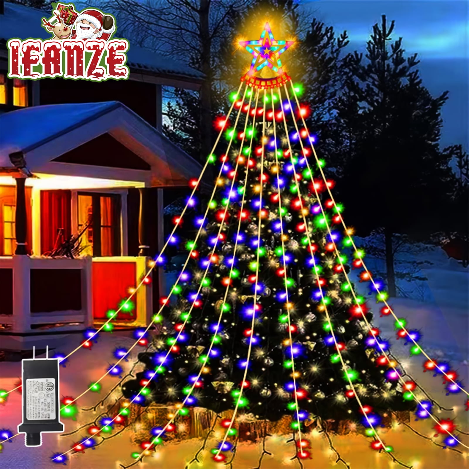 Outdoor Christmas Decoration Lights, 8 Modes & 350 LED Star Tree ...
