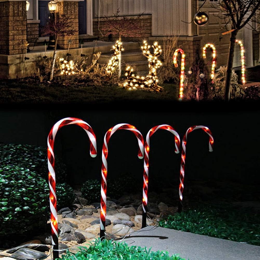 Outdoor Christmas Decorations 5 Pack Solar Christmas Candy Cane Lights