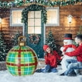 thumbnail image 1 of Outdoor Christmas Decorations - 600mm/23.62" Inflatable Plaid Christmas Ball with Red and Green Design, Large Inflatable Hanging Ornament for Christmas Tree and Holiday Décor, 1 of 9