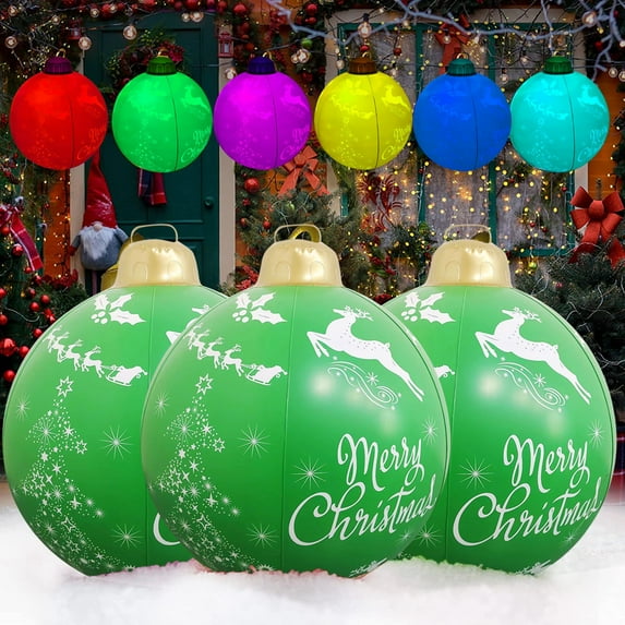 Outdoor Christmas Decorations Christmas Decorations 24 Inch Christmas Inflatable Balloon Ball Built In Battery Remote Control Rgb Color