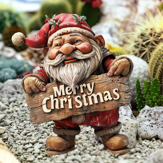 Outdoor Christmas Decorations, Decorative Garden Stakes with Santa Claus, Angel, Gnomes for Christmas Decor, Metal Yard Signs Xmas Decorations for Home Outside Garden Yard Lawn Holiday Party
