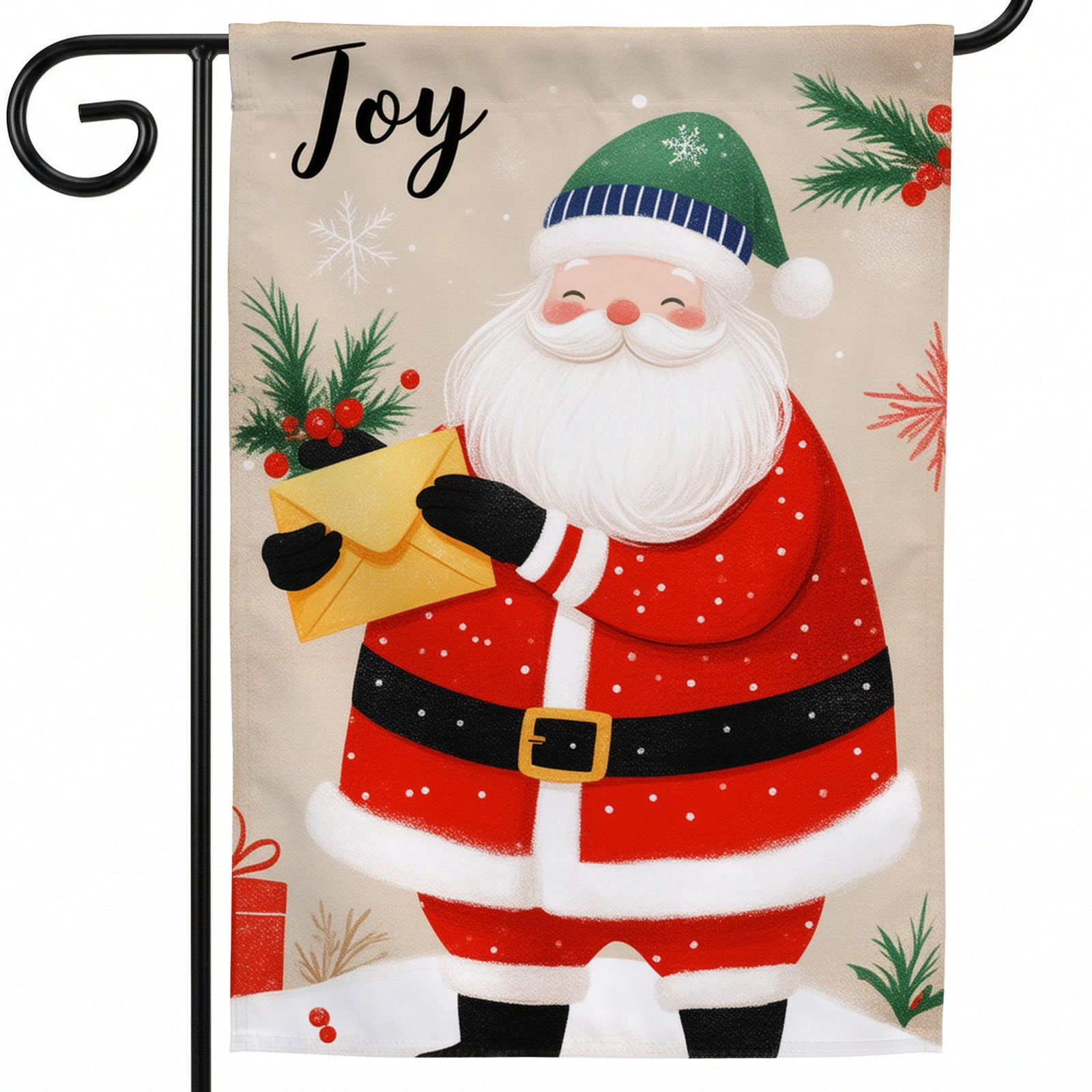 Hand Flags Design Outdoor Christmas Flag,A santa claus holding a letter in his hand,28 x ...