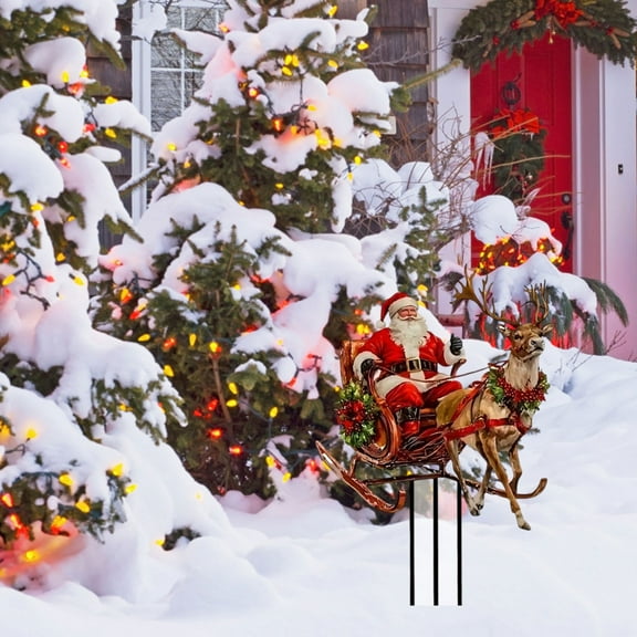 Outdoor Christmas Garden Stake with Acrylic Sign, Snowman Themed Yard Decoration for Patio and Lawn, Holiday Planter Marker with Wooden Post, Colorful Festive Decor for Home and Garden