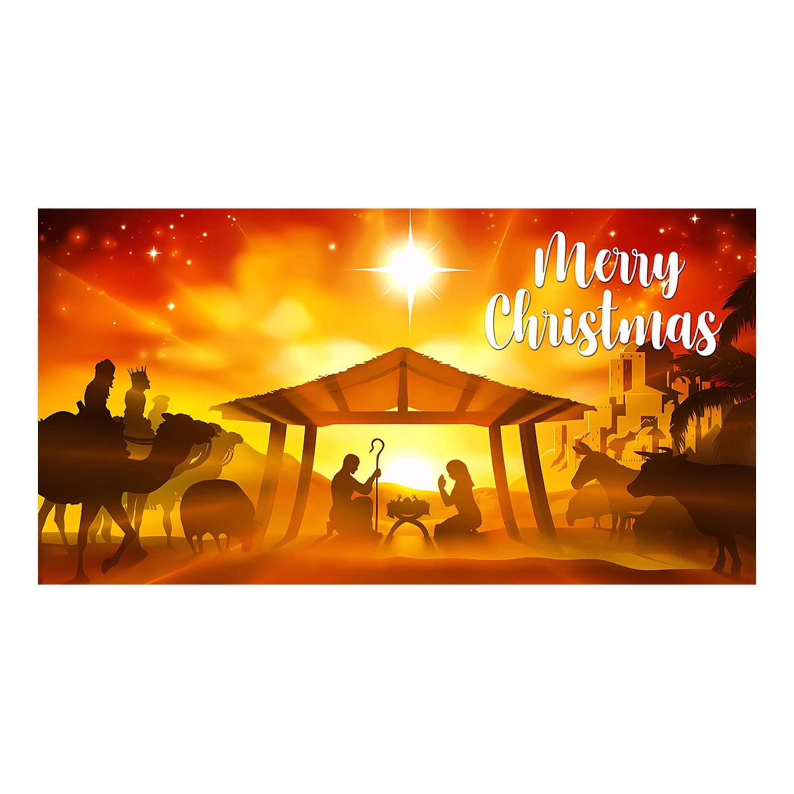 Outdoor Christmas Holiday Garage Door Banner Cover Birth Of Jesus