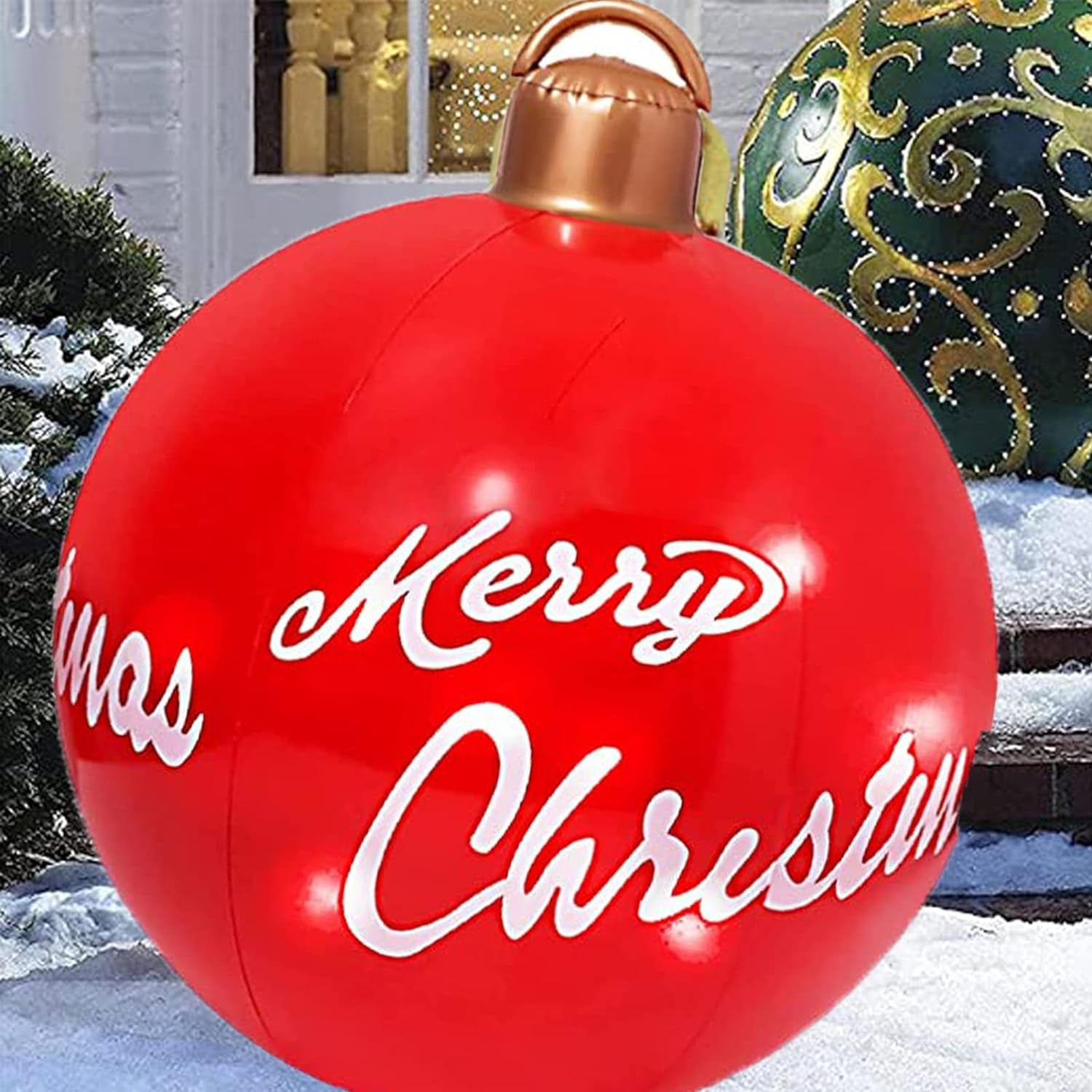 Outdoor Christmas Inflatable Decorated Ball Made of PVC,23.6 Inch Giant Merry Christmas