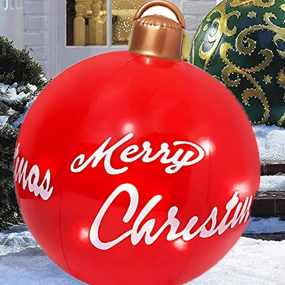 Outdoor Christmas Inflatable Decorated Ball Made of PVC,23.6 Inch Giant Merry Christmas Inflatable Balloon with Pump Outdoor Decorations Holiday Inflatables Balls Decoration