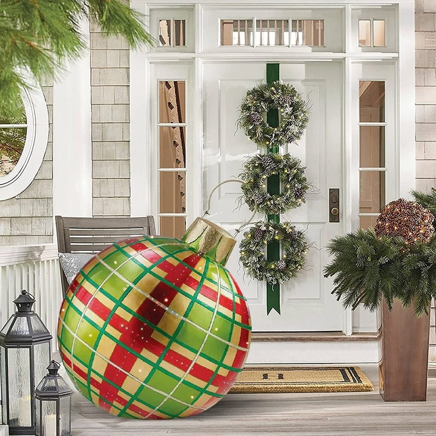 Outdoor Christmas Inflatable Decorated Ball Made PVC Giant Light Glow