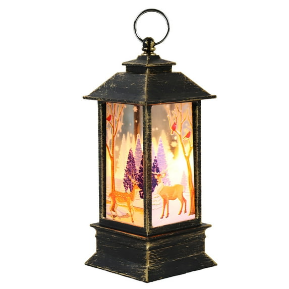 Outdoor Christmas Lantern Battery Operated Lighted Small Wind Lamp Deer / Snowman / Angel / Santa Claus Christmas Decorations Hanging Lantern Xmas Tree Pendant Novel Props Light for Party Home Porch