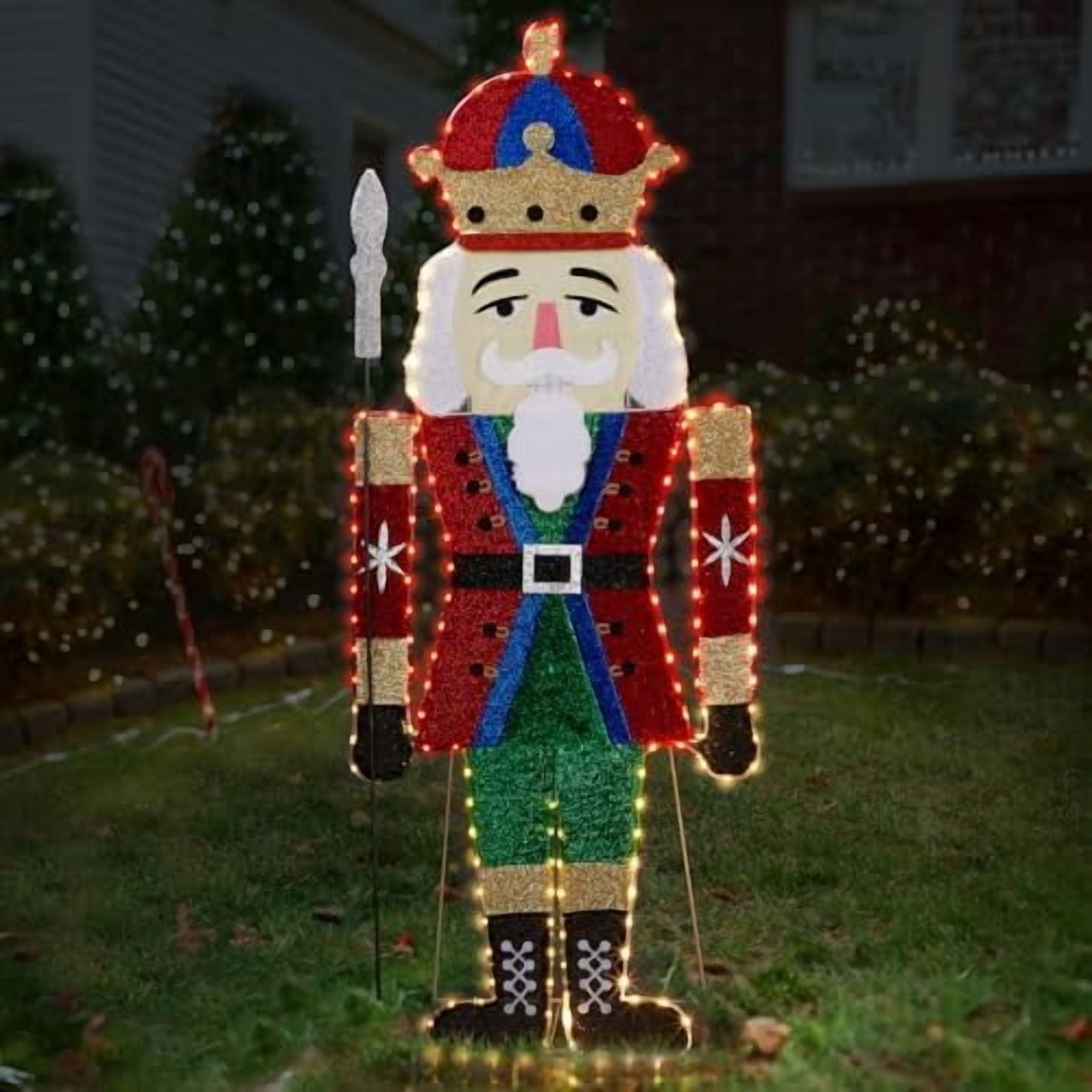 Outdoor Christmas Lighted Nutcracker Decorations with 162 LEDs Lights