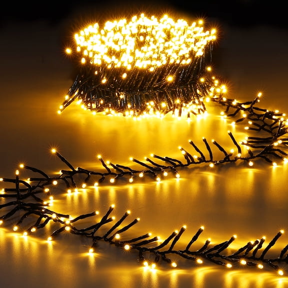 Outdoor Christmas Lights,Areker 33ft 1000 LED Cluster Warm White String Lights,F5 High-Bright Bulbs,8 Lighting Modes with Memory Function for Xmas Holiday Patio Garden Backyard Decor