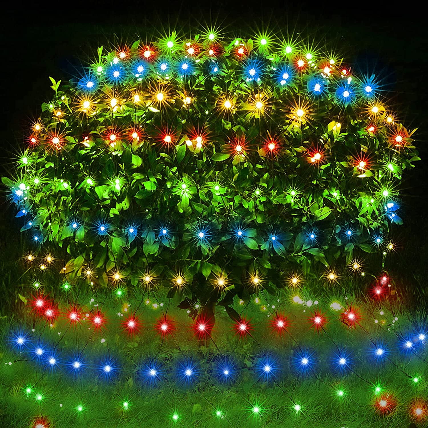 Bush Between Leds Outdoor Christmas Net Lights, 96 LEDs 5FT x 5FT Net Lights, Connectable ...