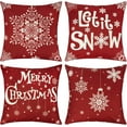 thumbnail image 1 of Outdoor Christmas Pillows, Winter Xmas Holiday Farmhouse Christmas Pillow Covers 18x18 Set of 4, Snowflake Red Christmas Decorations Indoor Throw Pillows Cases for Home Couch Sofa Bed, 1 of 1