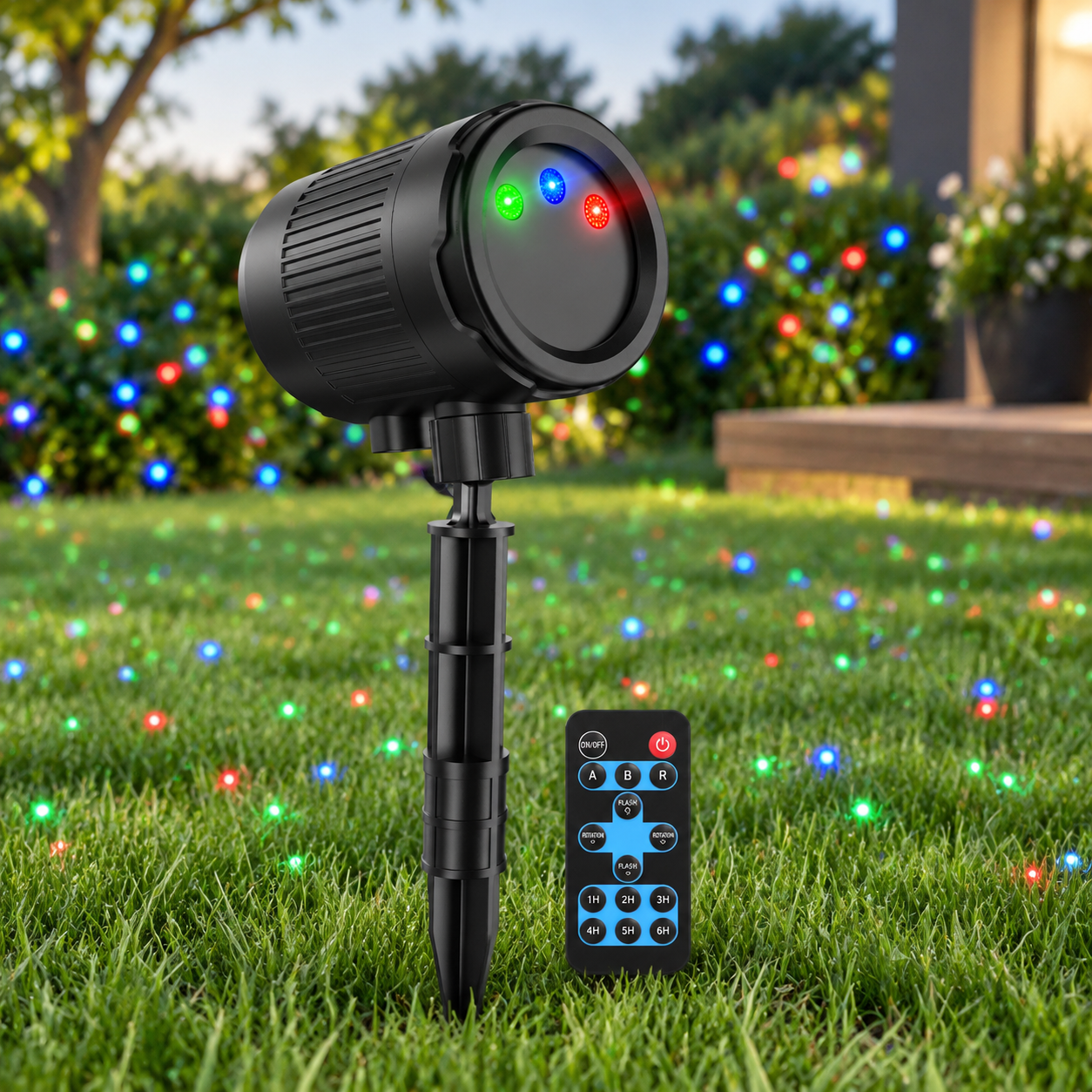 Weatherproof Firefly Outdoor Christmas Projector Light, Black, RGB Starry Firefly Effect ...