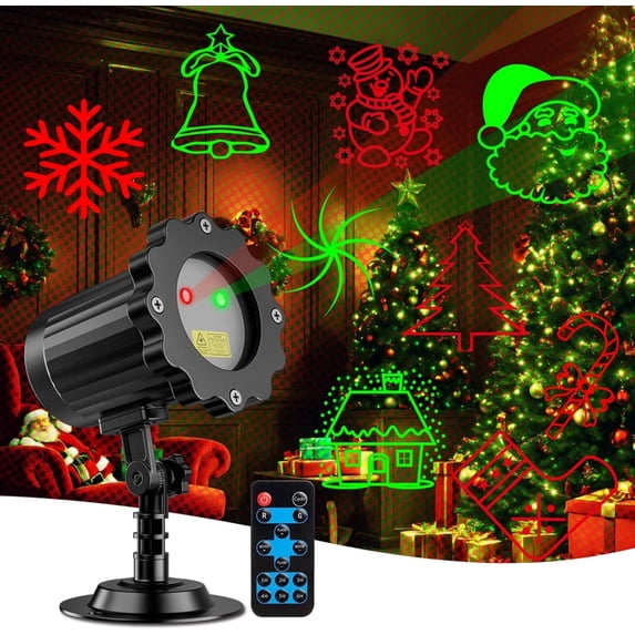 Outdoor Christmas Projector Light with Remote - 10 Festive Patterns, 270° Head, IP65 Waterproof, ABS Plastic & Aluminum Alloy, Base Stake or Wall Mount, Auto-Timer 1-6h, Garden Decor