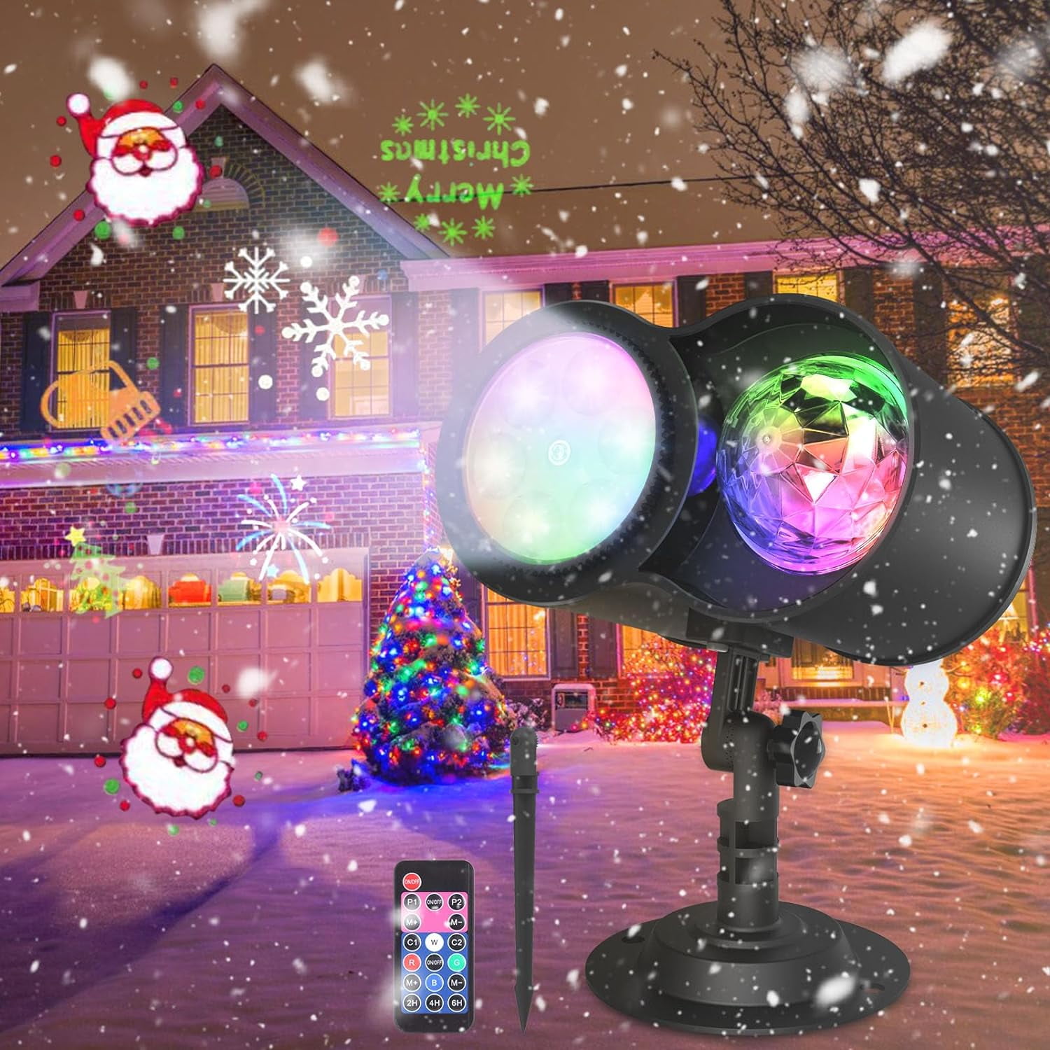 Outdoor Christmas Projector Lights Waterproof with 3D Ocean Wave Patterns, Timer, and Remote
