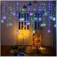 thumbnail image 1 of Outdoor Christmas Snowflake LED Curtain String lights 8 Modes Flashing Lights Christmas Tree Lights Waterproof Holiday Party Connectable Wave Fairy Light for Christmas Gifts (Multicolor), 1 of 9