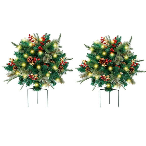 Outdoor Christmas Tree under $5! Cagogo Outdoor Christmas Planter Decor, Lighted Christmas Trees with Cones, Holiday Urn Filler with Berries, Outdoor Christmas Decorations, Weatherproof Xmas Decor