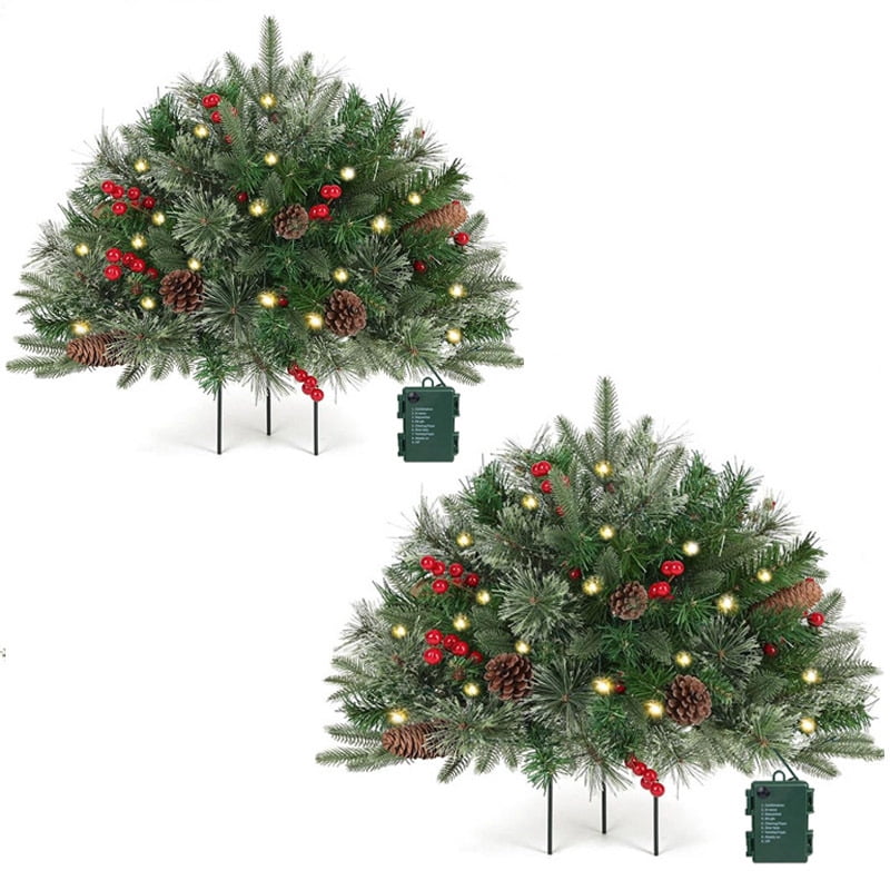 Outdoor Christmas Tree Frosted Urn Filler, Pre-lit Artificial Xmas Tree ...