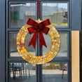 thumbnail image 1 of Outdoor Christmas Wreath, Lighted Wreath with LED Lights and Red Bow, Metal Holiday Decor for Exterior Window Wall Front Door, 1 of 6