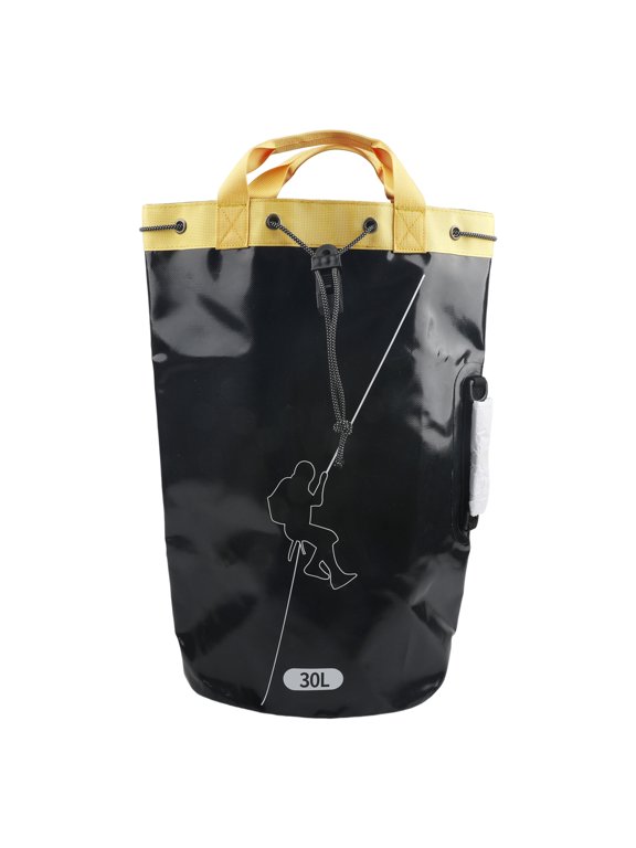 Outdoor Climbing Rope Bag Drainable PVC Storage Backpack Large Capacity Rock Climbing Backpack for Mountaineering Hiking (Black 30L)