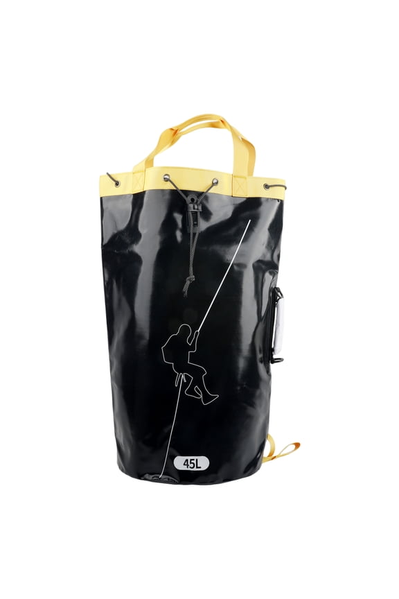 Outdoor Climbing Rope Bag Drainable PVC Storage Backpack Large Capacity Rock Climbing Backpack for Mountaineering Hiking (Black 45L)