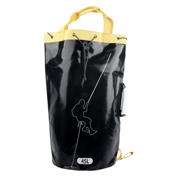 Outdoor Climbing Rope Bag Drainable PVC Storage Backpack Large Capacity Rock Climbing Backpack for Mountaineering Hiking (Black 45L)