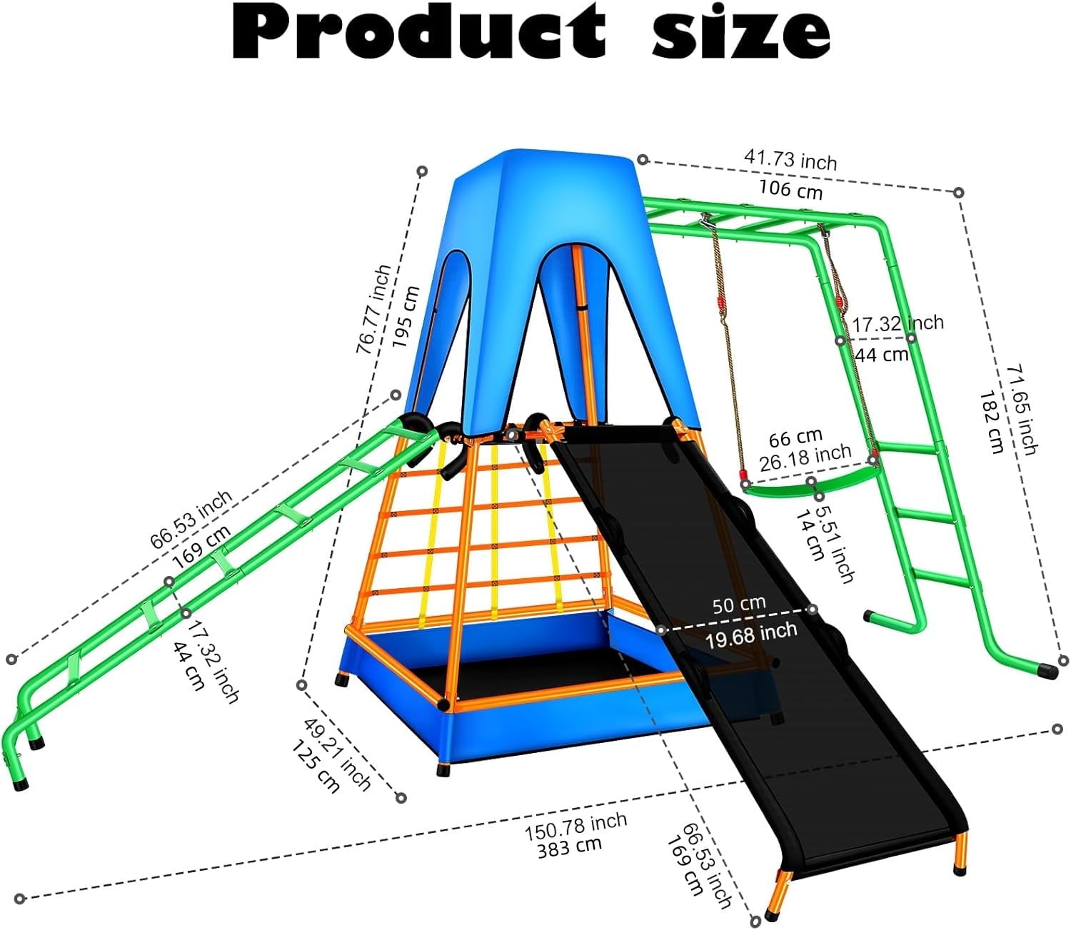 XIEWEI Outdoor Climbing Toys for Kids Swing Set, Playset with Traditional Swings, Slide, Ladder