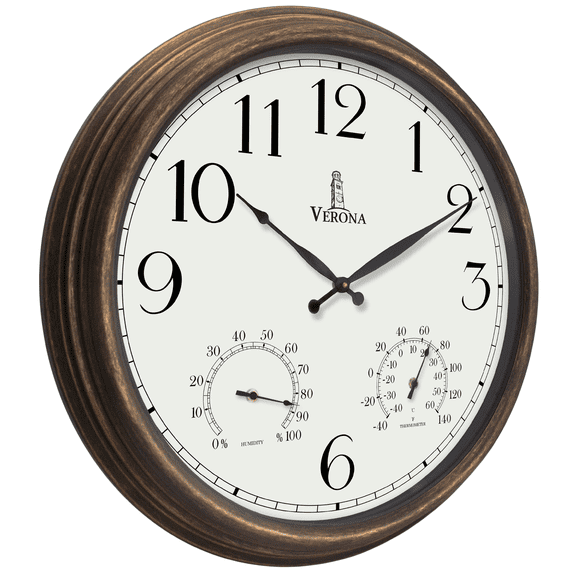 Outdoor Clock for Patio Large Waterproof with Thermometer - 24 inch Indoor Outdoor Wall Clock with Temperature and Humidity Combo - Weatherproof, Accurate & Easy to Read for Pool, Garden & Home Decor