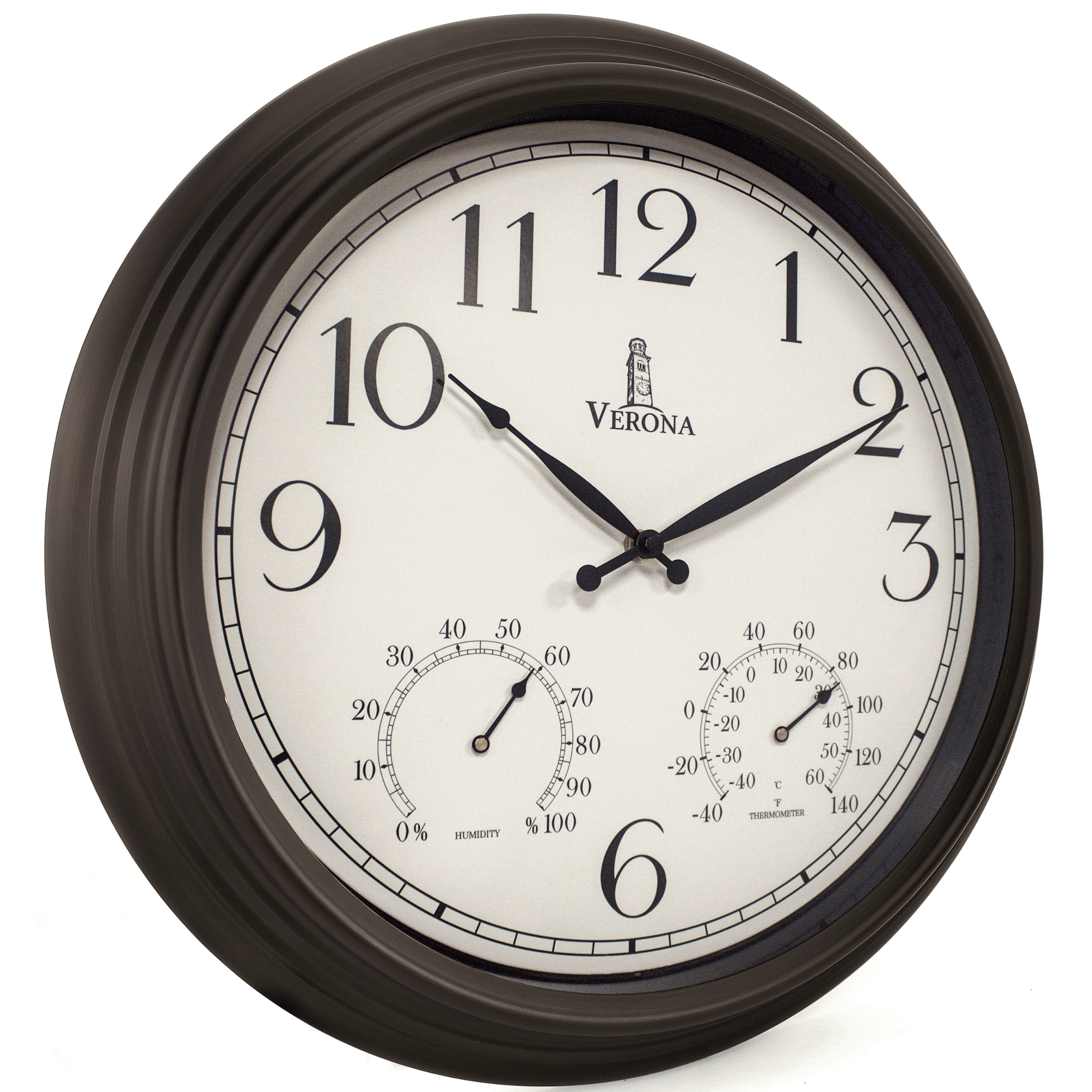 Outdoor Clock for Patio Large Waterproof with Thermometer - Black 18 inch Indoor Outdoor Clock with Temperature and Humidity for Wall - Weatherproof, Accurate & Easy to Read for Pool, Patio & Garden