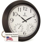 Outdoor Clock for Patio Large Waterproof with Thermometer - Black 18 inch Indoor Outdoor Clock with Temperature and Humidity for Wall - Weatherproof, Accurate & Easy to Read for Pool, Patio & Garden