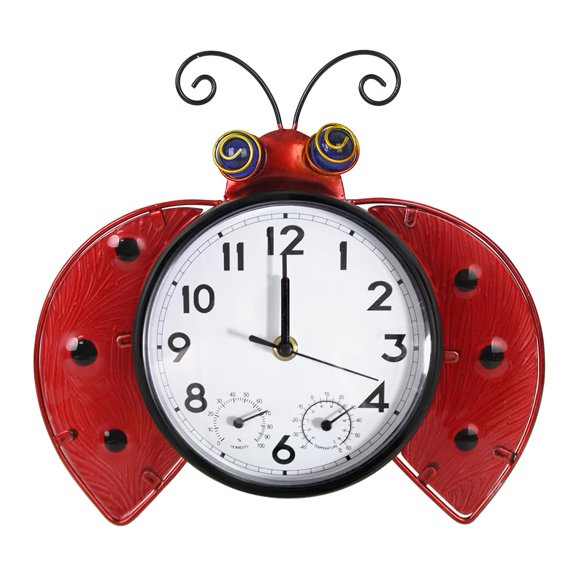 Outdoor Clock Silent Non-ticking Wall Clocks With & Humidity Quartz Decor For Patio Garden Living Room