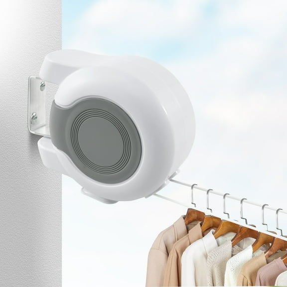 Outdoor Clothesline Robust Twin Line Retractable Clothesline Flexible Length Adjustable Clothesline Twin Line Clothesline Increase Drying Easy to Install and Use Clothesline Suitable for Home