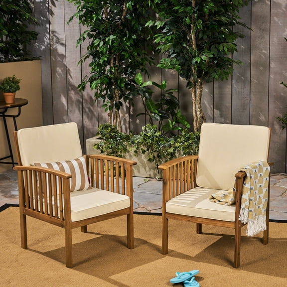 Outdoor Club Chairs with Tropical Vibe | Fit for Coastal and Year-Round Use | Hand-Crafted Acacia and Weatherproof Materials | Deal with the Problem of Unstable Outdoor Seating Structures