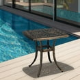 Outdoor Coffee Dining Table 21 inch Square Garden Cast Aluminum Table