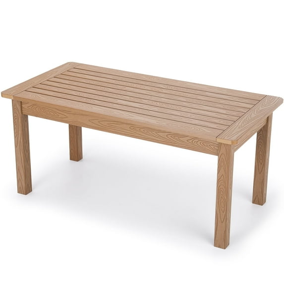 Outdoor Coffee Table, 36"L All Weather Resistant HIPS Patio Furniture Adirondack Dining Table for Garden Lawn Porch Balcony,Brown