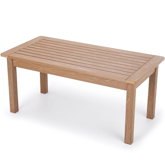 Outdoor Coffee Table, 36"L All Weather Resistant HIPS Patio Furniture Adirondack Dining Table for Garden Lawn Porch Balcony,Brown