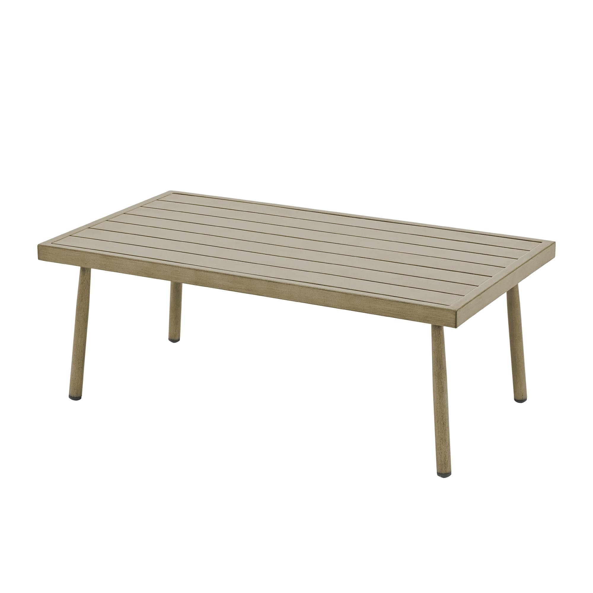 Outdoor Coffee Table Aluminum Patio Table Rectangle Metal Table Waterproof Rustproof for Backyard Deck Porch Balcony, Dark Brown