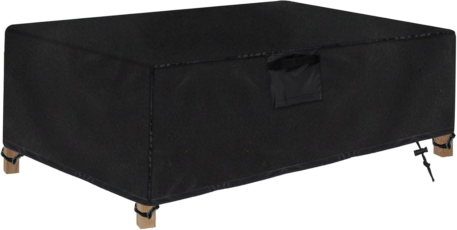 Outdoor Coffee Table Cover, 42"(L) x 24"(W) x 18"(H) Rectangular Patio Coffee Table Cover with Air Vent, Waterproof Windproof Patio Furniture Cover for Coffee Table(Black)