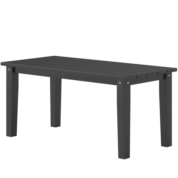 Outdoor Coffee Table, HDPE All-Weather with Slatted Tabletop, Black