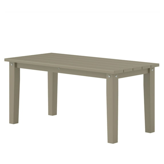 Outdoor Coffee Table, HDPE Patio Table - Rectangle All-Weather Slatted Tabletop for Yard, Balcony, Brown