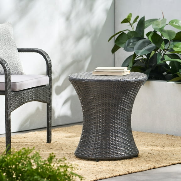 Outdoor Coffee Table Wicker Patio Side Table Wicker Hourglass Side Table Water Hyacinth Wicker Table for Patio Garden