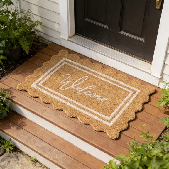 Outdoor Coir Door Mat for Front Door Entrance, Durable Doormat for Outside Garden Use, Heavy Duty Scraper Mat for Patio Indoor and Outdoor