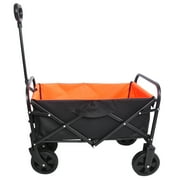 Outdoor Collapsible Folding Utility Wagon with Universal 360° All-Terrain Wheels Wheels & Adjustable Handle for Shopping, Garden, Park Picnic and Beach Camping,black&yellow