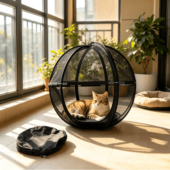 Outdoor Collapsible Mesh Pet Rolling Ball Cage Breathable SeeThrough Pet Play Sphere for Pet Safe Outdoor Exercise