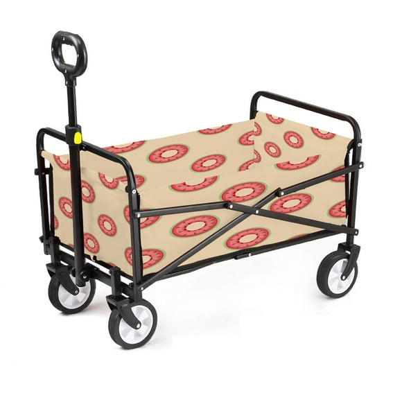 Outdoor Collapsible Wagon Seamless Pattern red Inflatable Pool Rings Stars Pastel seamless Camping Garden Cart Heavy Duty Wagon Adjustable Portable Utility Folding Wagon