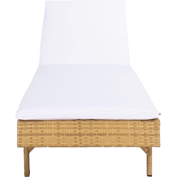 Outdoor Collection Cam Natural Brown Wicker/White Cushion Adjustable Chaise Lounge Chair, Black/Beige