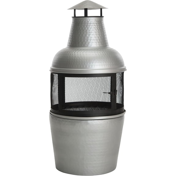 Outdoor Collection Cartagena, Silver and Black Chiminea