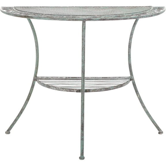 Outdoor Collection Genson Antique Dark Green Wrought Iron Half Moon Console Table
